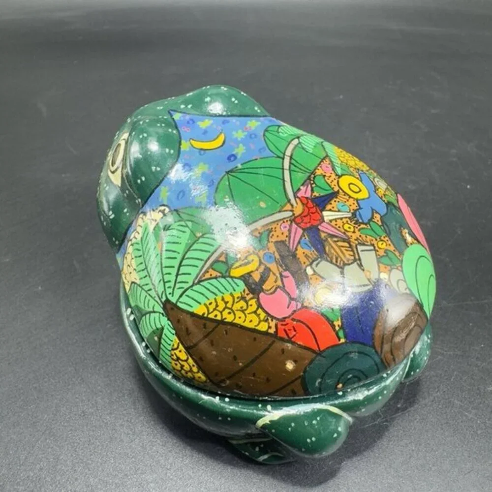 Mexican RedWare Pottery Hand Painted Frog‎ Shape Trinket Holder Jewelry Holder